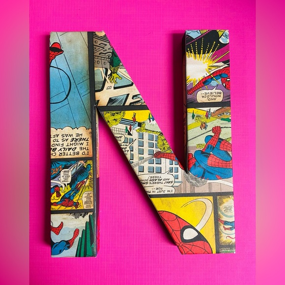 🕷️ Chunky wooden letter Spiderman comics paper Different letters available - Picture 9 of 16